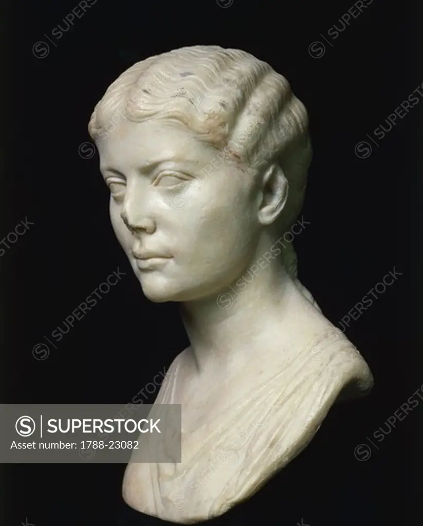 Bust of Julia (5-43 A.D.), daughter of Drusus the Younger (Nero Claudius Drusus) and Livilla (Livia Julia), Julio-Claudian dynasty, imperial age