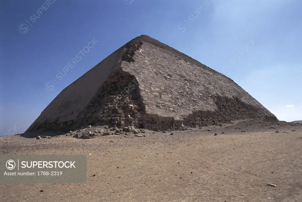 Egypt - Cairo - Ancient Memphis (UNESCO World Heritage List, 1979). Dahshur. Blunted, or Rhomboidal Pyramid