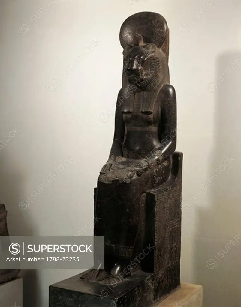 Sculpture representing the goddess Sekhmet seated on throne, from the Precinct of Mut in the Karnak Temple Complex, eighteenth dynasty
