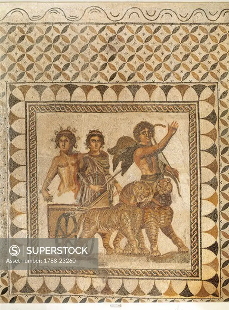 Spain, Seville, Ecija, Mosaic work depicting Bacchus (Dionysus)