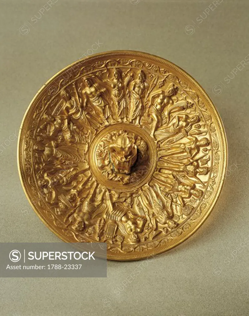 Romania, Repousse gold patera from the Pietroasele treasure, found in 1837