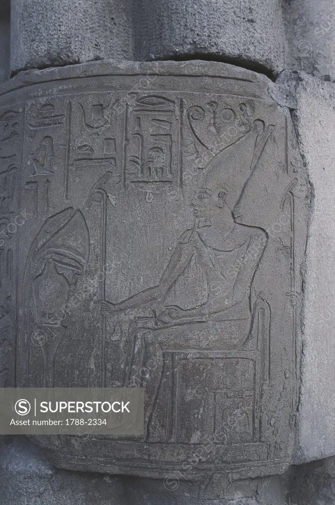 Egypt - Cairo - Ancient Memphis (UNESCO World Heritage List, 1979). Saqqara. Necropolis. Funerary mastaba of Horemheb. Reliefs