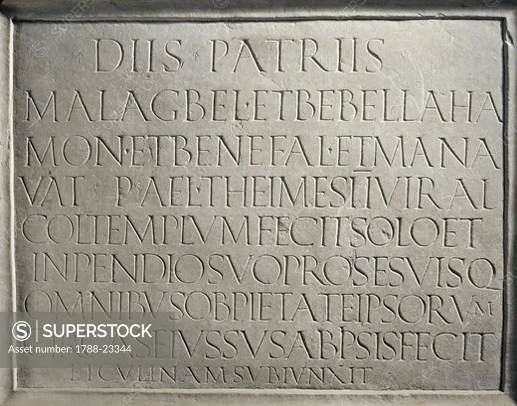 Romania, Ulpia Trajana, Votive inscription from the temple of the Syrian Gods