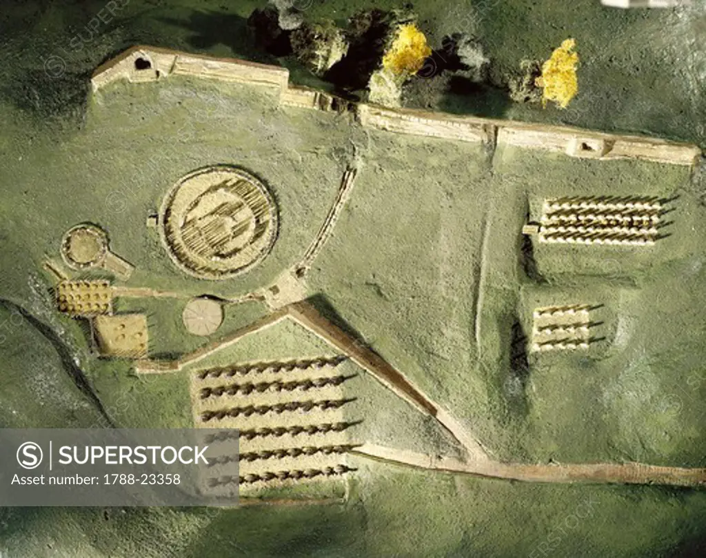 Reconstruction of the fortress of Sarmizegetusa Regia, ancient capital of Roman Dacia, model