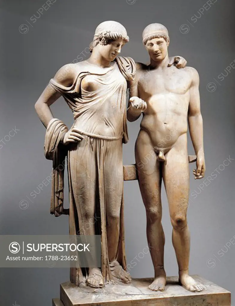 Italy, Campania, found at the Macellum of Pozzuoli, Statue representing Orestes and Electra, marble,