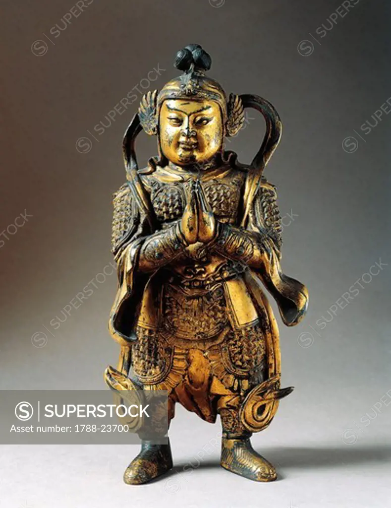 Statuette representing a divinity, Ming dynasty, gilded bronze