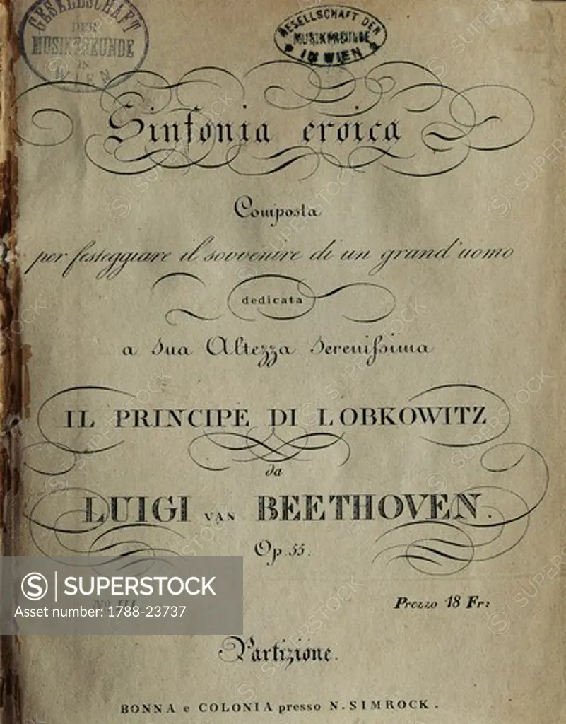 Frontispiece of Symphony No. 3 in E flat major, Op. 55, ""Eroica""