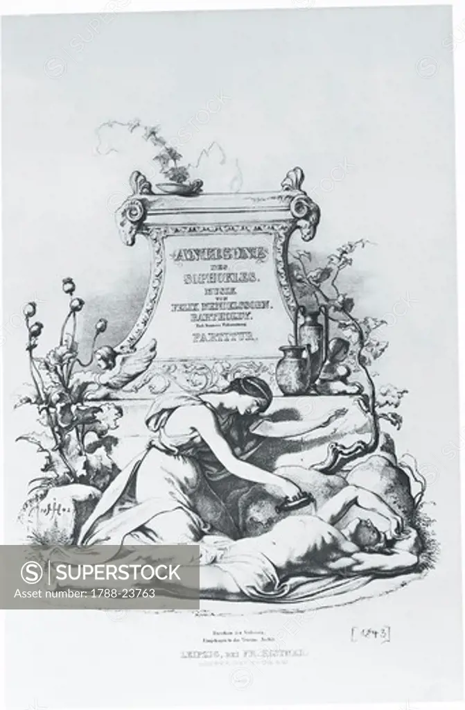 Germany, Berlin, frontispiece of first edition of music for production of Sophocless ""Antigone"", 1842