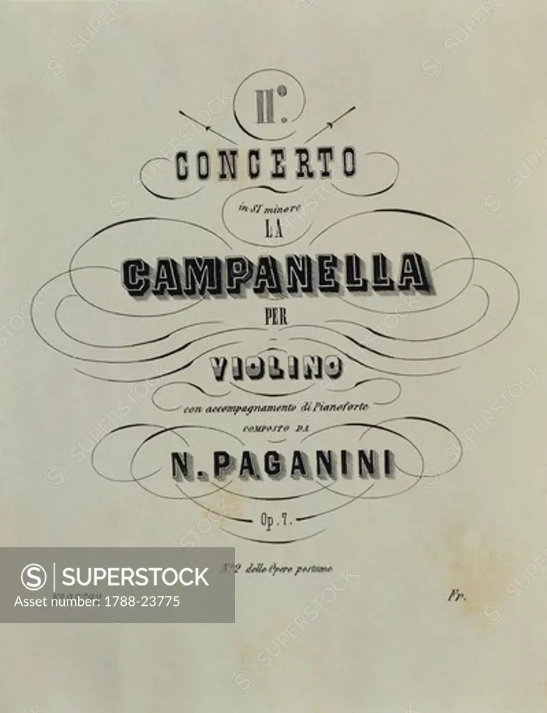 Italy, Milan, frontispiece of Violin Concerto No. 2 in B minor, Op. 7, La Campanella (""The Little Bell"")
