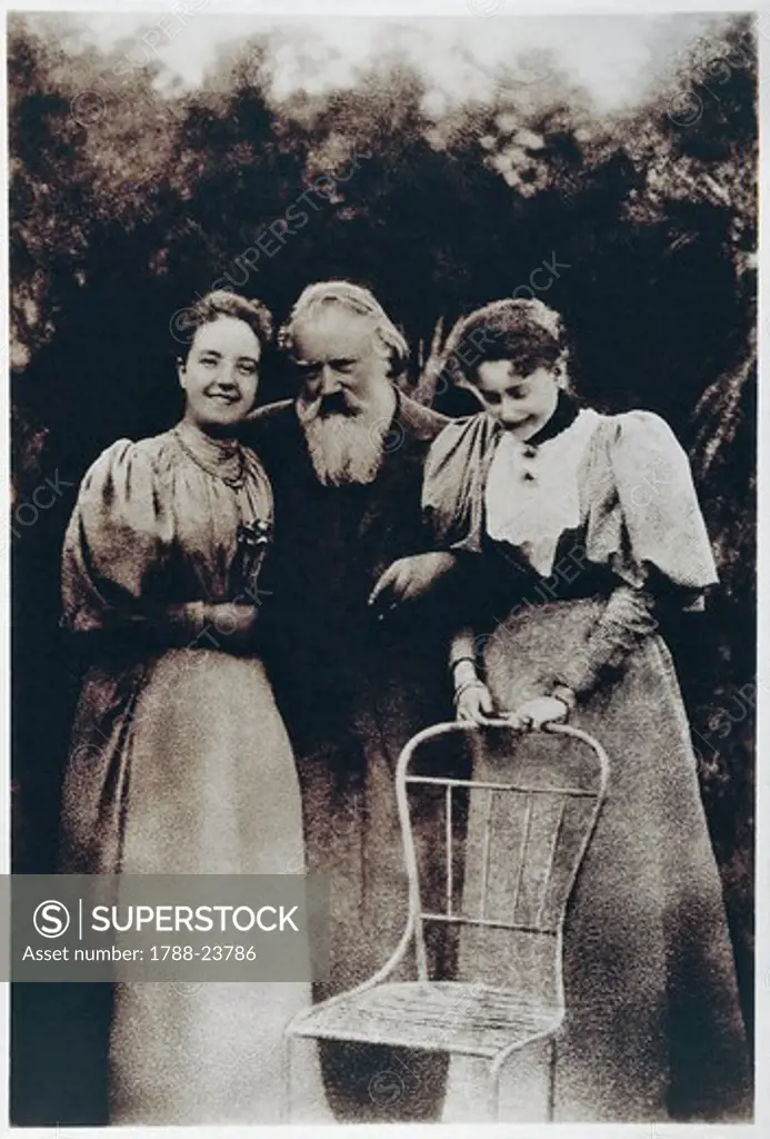 Austria, Gmunden, Johannes Brahms with wife and daughter of Viktor von Miller zu Aichholz