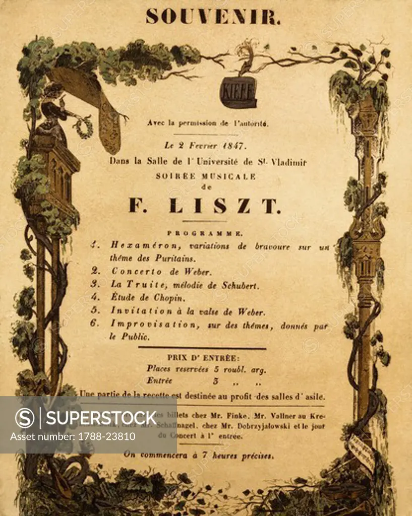 UKraine, Kiev, Franz Liszt concert playbill
