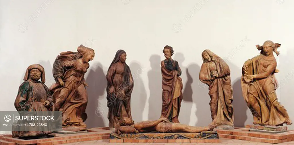 Italy, Emilia Romagna, Bologna, Church of Santa Maria della Vita, Lamentation over Dead Christ, polychrome terracotta figures, by Niccolo dell'Arca