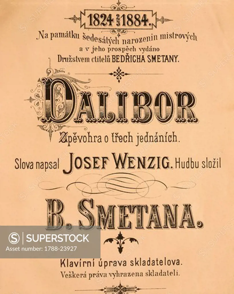 Czechoslovakia, Prague, Bedrich Smetana (1824-1884), 'Dalibor', title page