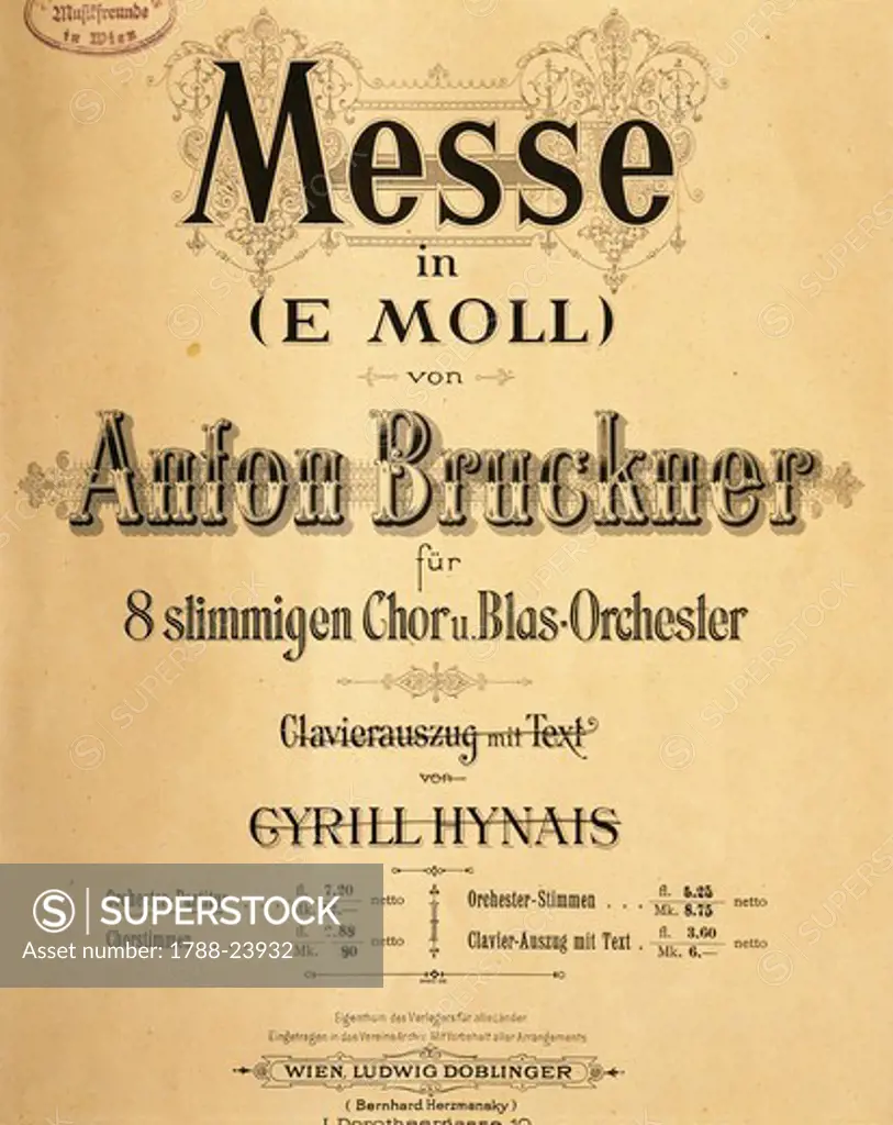 Anton Bruckner (1824-1896), Mass in E minor, frontispiece