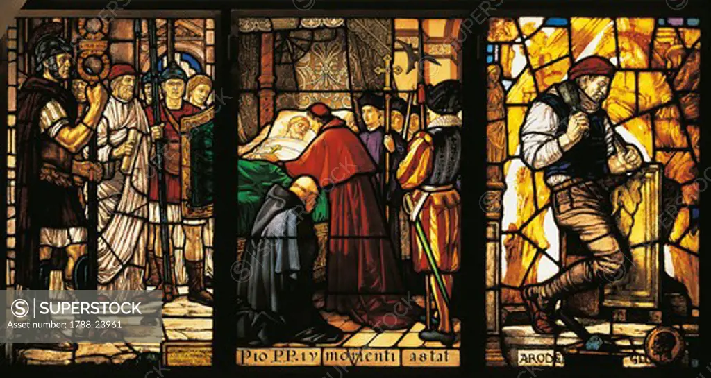 Series of stained glass window panels, Guido Zuccaro (1877-1946)