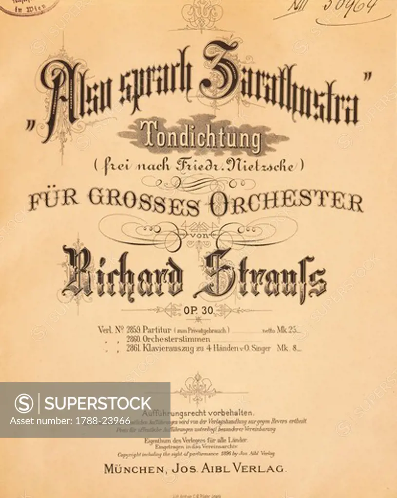 Frontispiece of Thus Spoke Zarathustra (Also sprach Zarathustra) by Richard Strauss