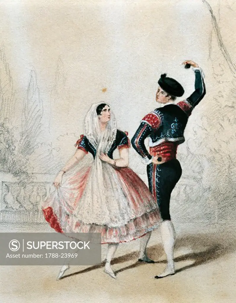Austria, Vienna, Maria Taglioni and Charles Muller perform a Spanish dance