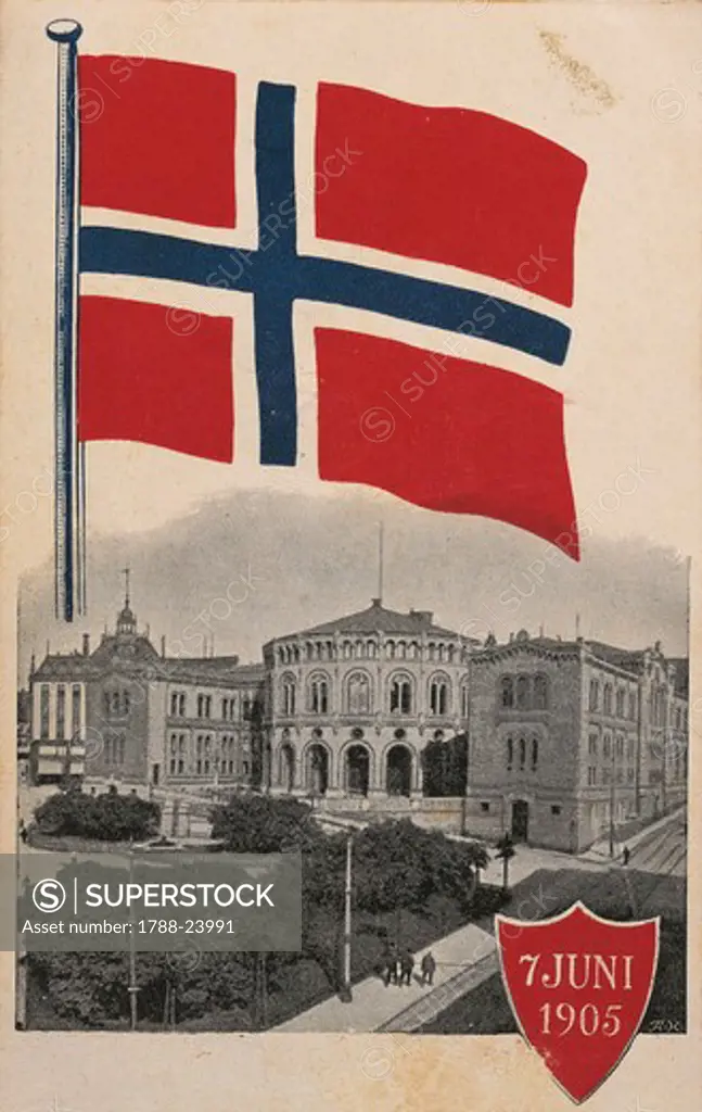 Norway, Bergen, Card commemorates declaration of independence