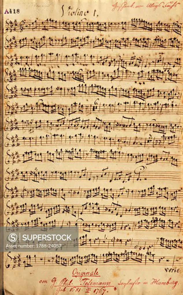Autograph score, Sacred Cantata, part for first-violin