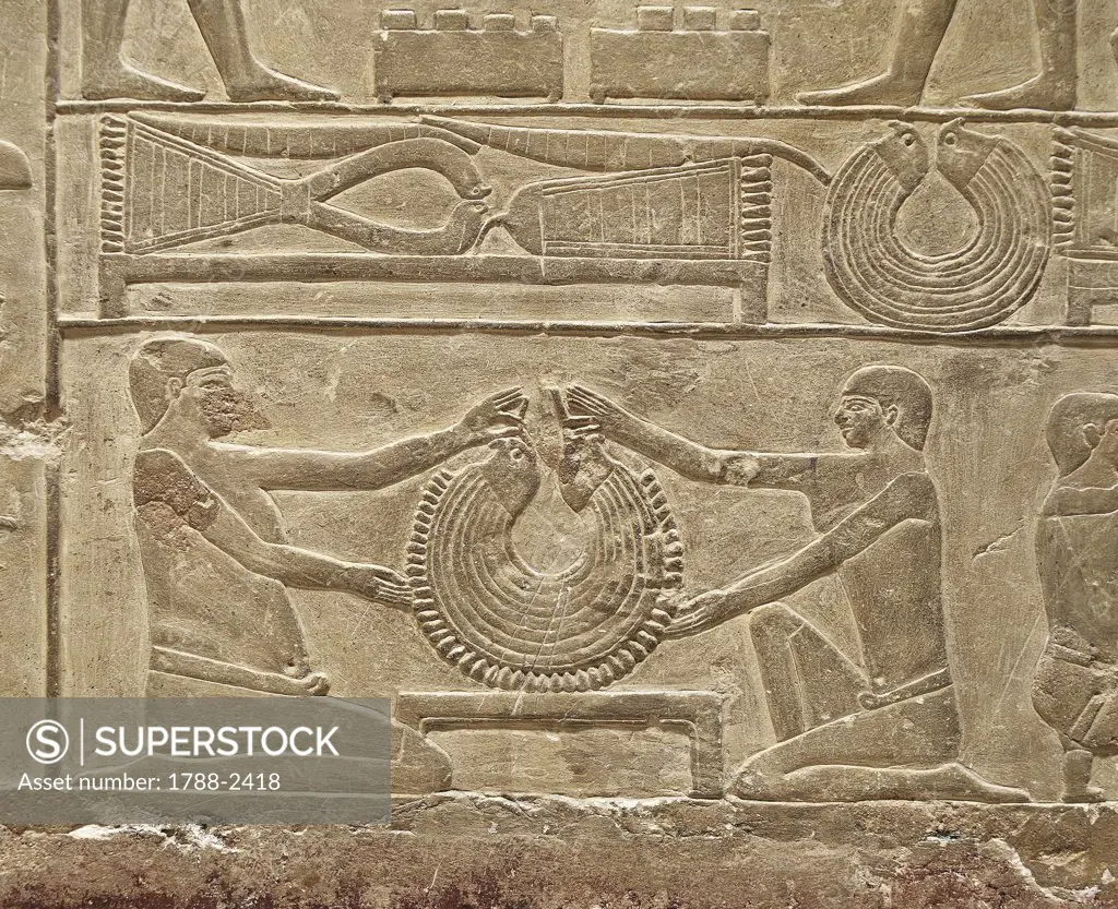 Egypt - Cairo - Ancient Memphis (UNESCO World Heritage List, 1979). Saqqara. Necropolis. Private funerary mastaba of Mereruka, 6th Dynasty, 2349 BC. Relief of goldsmiths
