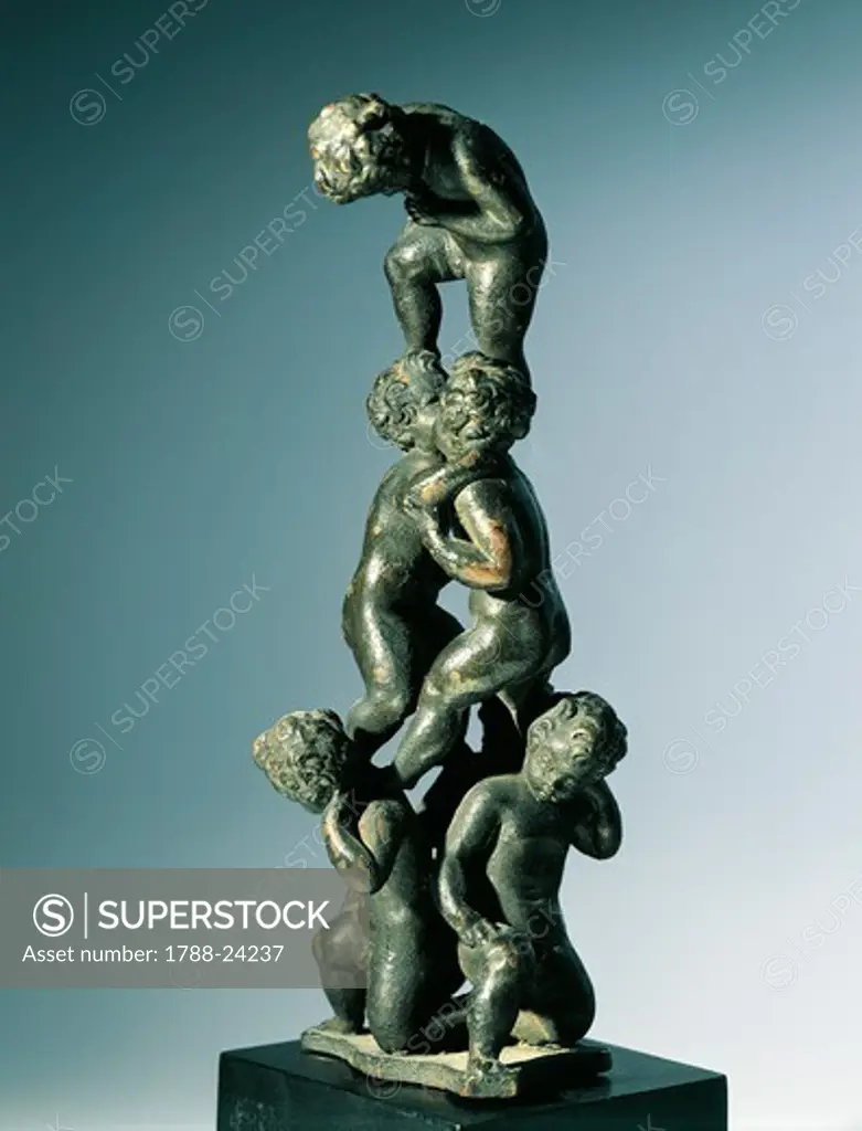 Bronze group of putti at play by Nicolo Roccatagliata
