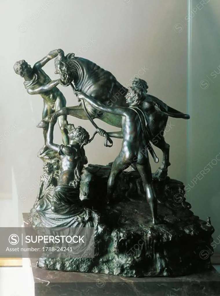 Dirce's torment, bronze statuette by Pietro da Barga (copy of Farnese Bull)