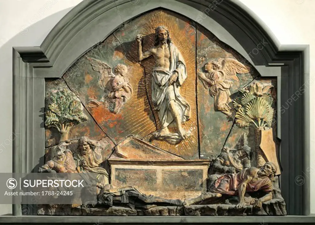 Resurrection of Christ, polychrome terracotta relief by Andrea del Verrocchio