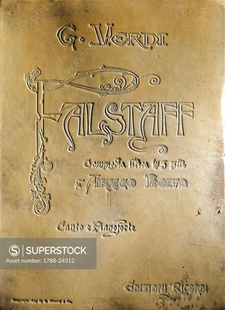 Italy, Milan, Cover of opera ""Falstaff"" by Giuseppe Verdi (1813-1901)