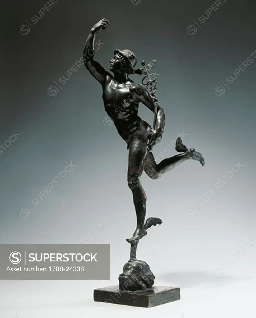 Italy, Milan, Tuscany region, bronze statuette of Flying Mercury