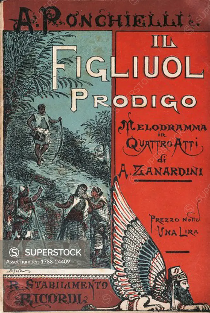Italy, Milan, Score cover of The Prodigal Son by Amilcare Ponchielli