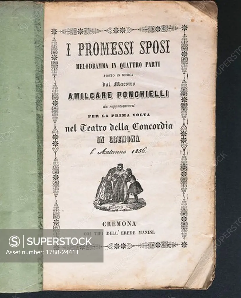 Italy, Milan, Cover of the libretto The Betrothed by Amilcare Ponchielli