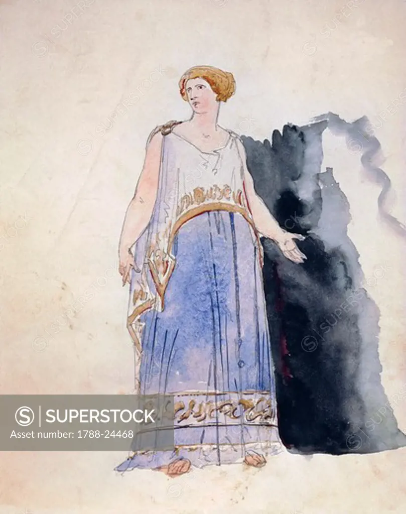 Italy, Milan, Costume sketch for Elena in Mephistopheles