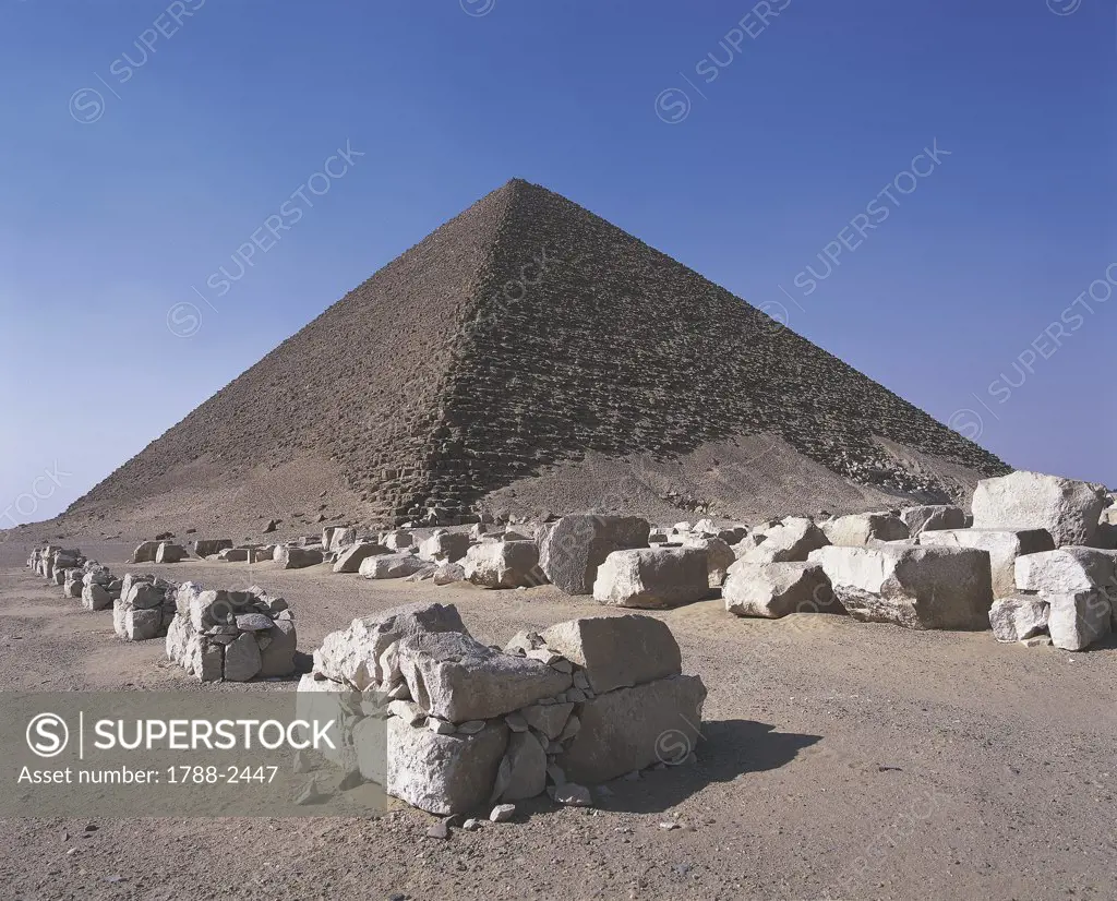 Egypt - Cairo - Ancient Memphis (UNESCO World Heritage List, 1979). Dahshur. Red Pyramid of Snefru. Old Kingdom, 4th Dynasty