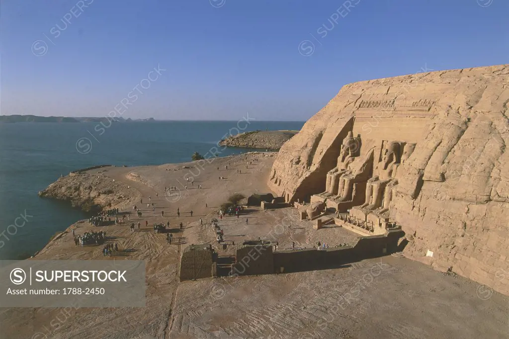 Egypt. Nubian monuments at Abu Simbel (UNESCO World Heritage List, 1979). Great Temple of Ramses II at Lake Nasser