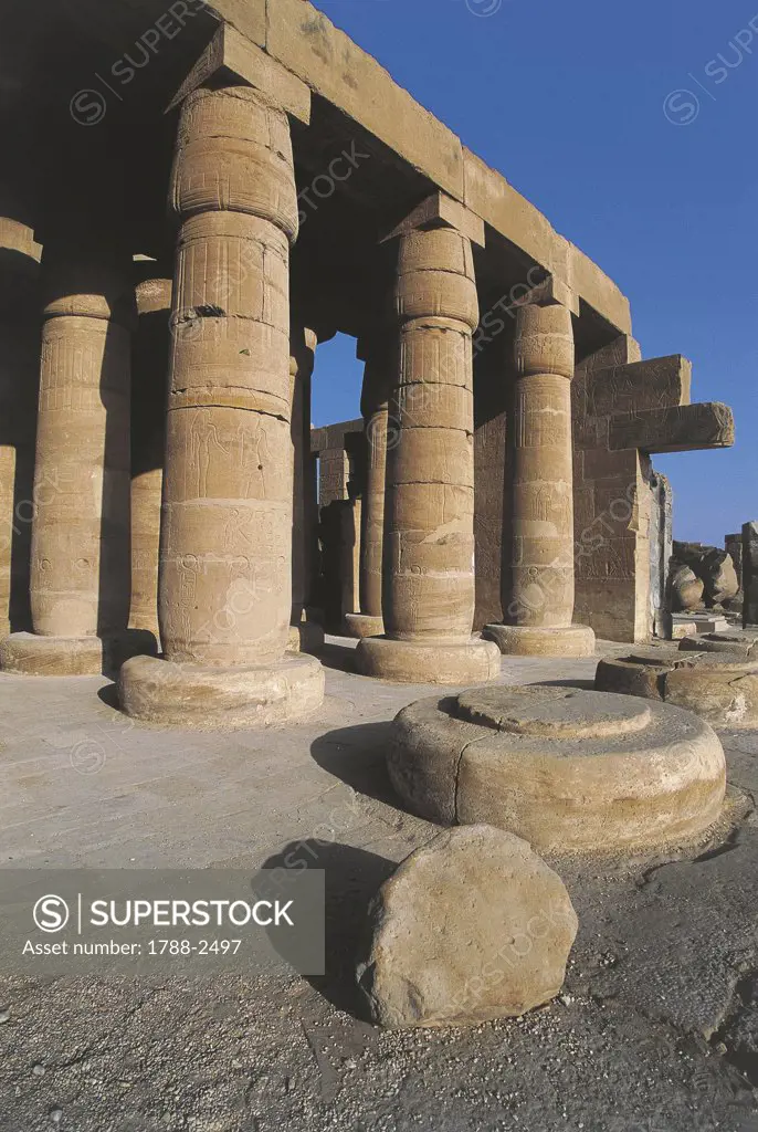 Egypt - Ancient Thebes (UNESCO World Heritage List, 1979). Valley of the Kings. Funerary temple of Ramses II 'Ramesseum'. Hypostyle hall