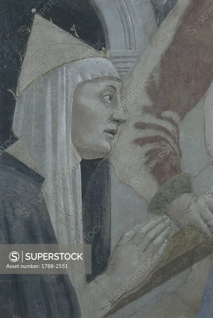 Italy - Tuscany region - Arezzo. Basilica of St. Francis (13th-14th centuries), Piero della Francesca (c. 1412-1492). History of the True Cross (1452-1466), the discovery and proof of the True Cross. Fresco detail