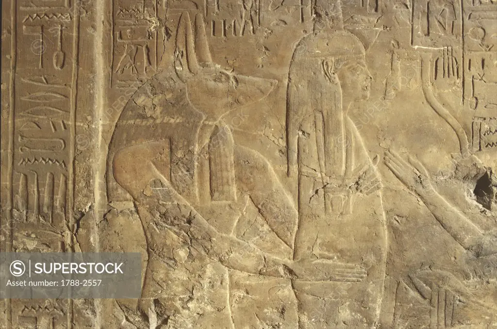 Egyptian Civilization. Tomb of Maya, wet nurse to Tutankhamen. Detail of bas-reliefs from Saqqara