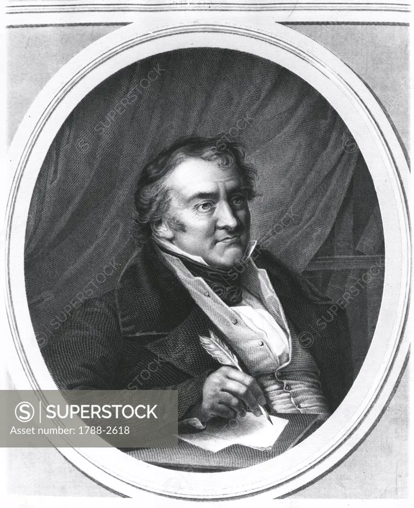 Switzerland - 18th-19th century - Economist and historian Jean-Charles-Léonard Simonde de Sismondi (1773-1842). Engraving