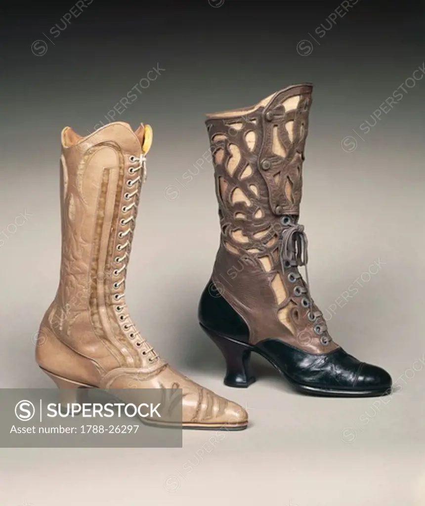 Fashion, 19th century. Women's boots in use in the 1800s.