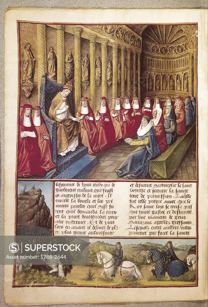 France - 15th century - Pope Innocent IV deposes excommunicated Emperor Frederick II. Lyon, 1245. Illuminated manuscript