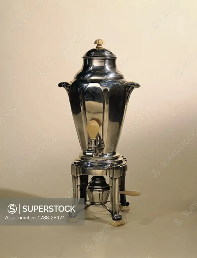 Silversmith's Art, 19th-20th century. Silver and ivory samovar, water warmer.