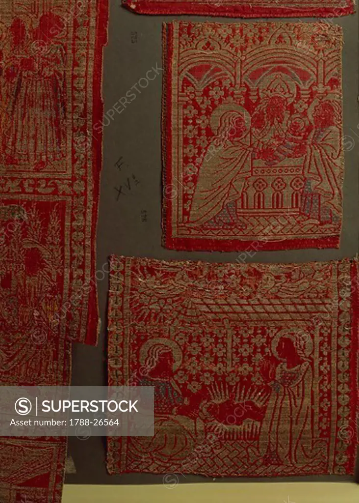 Textiles, Italy. Florentine painted cloth depicting the Nativity.