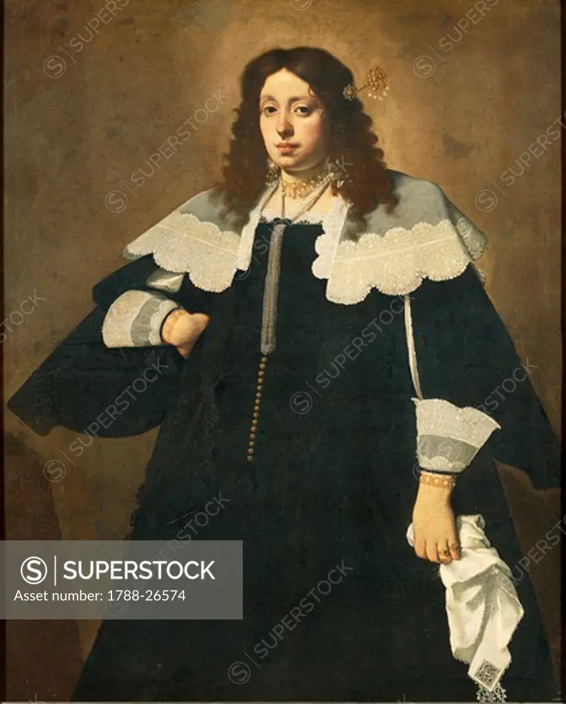 Carlo Ceresa (1609-1679), Lady with White Handkerchief or Portrait of a Noblewoman from the House of Sala, 1645, oil on canvas, 165x140 cm.