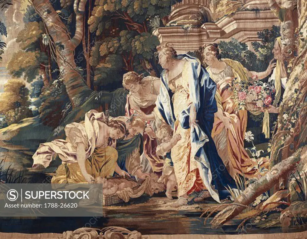 The Finding of Moses, 17th century tapestry based on cartoons by Simon Vouet (1590-1649), manufacture of Paris, from the series Stories of the Old Testament.