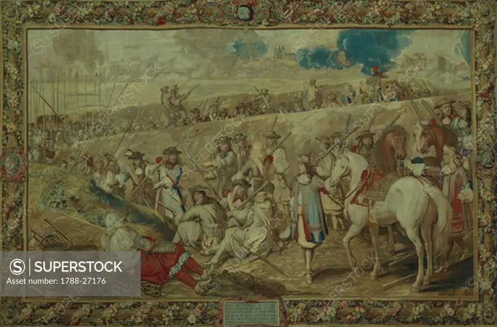 Louis XIV at the battle of Tournay, June 21, 1667, 17th century French tapestry woven in Jean-Baptiste Mozin's workshop, from the series Story of the King.