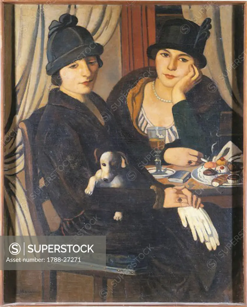 Piero Marussig (1879-1937), Women at the Cafe', 1924, oil on canvas, 100x80.5 cm.