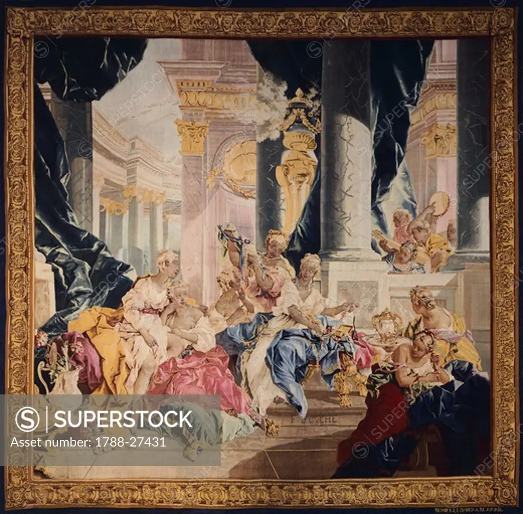 Story of Psyche, 18th century tapestry based on a cartoon by Francois Boucher, manufacture of Beauvais, 1741.