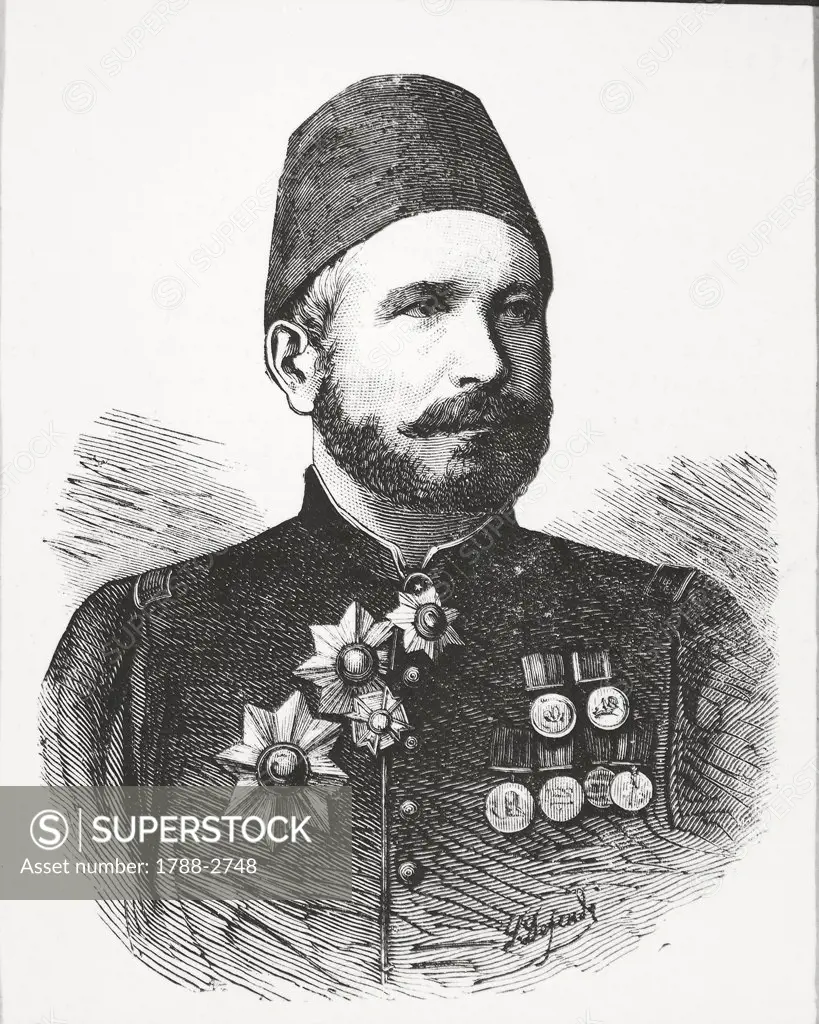 Russo-Turkish War (1877-78) - 19th century - Ottoman chief commander of the Turkey army Mehemet Ali, engraving