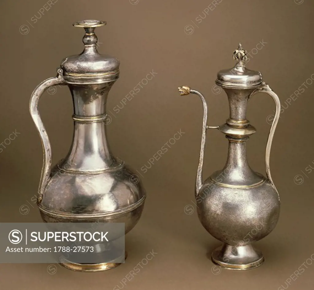 Silversmith's art, Germany or Switzerland, 14th century. Silver jugs.