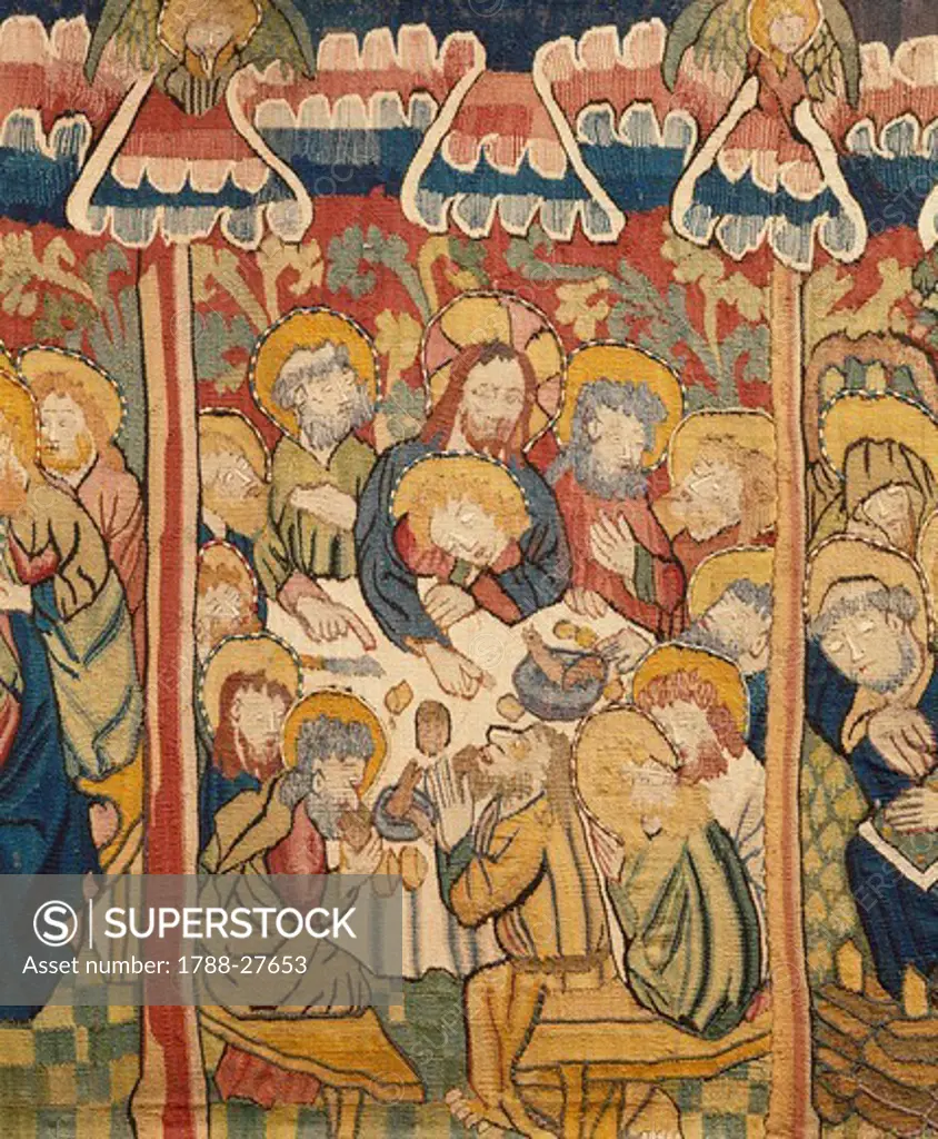 Last Supper, 15th century tapestry, manufacture of the Middle Rhine region.